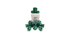 Set Of 15 Dice: Marble Green W/White